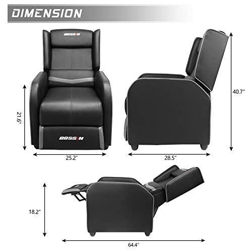 Racing Style PU Leather Gaming Chair for Adults (Gray)