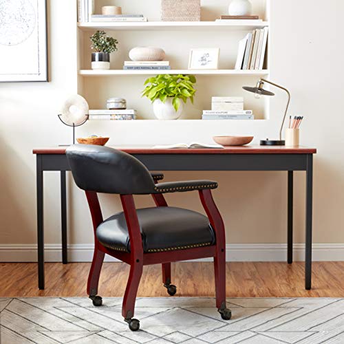 BOSS Black Vinyl Captain's Chair with Casters