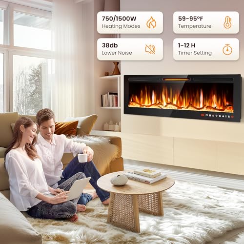 Adjustable Flame Electric Fireplace Heater with Remote Control