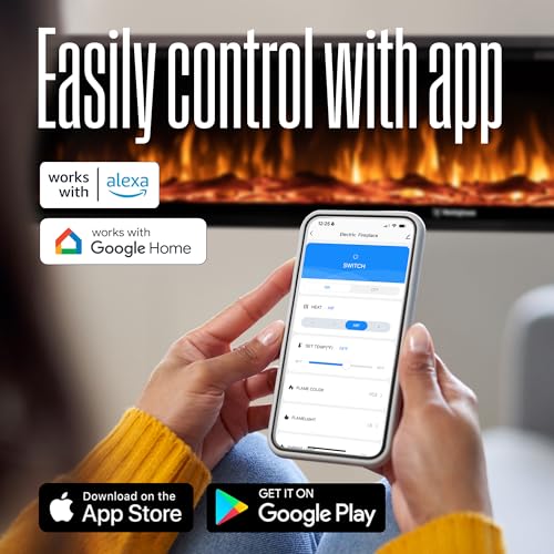 50 Inch Electric Fireplace Heater for Alexa & Google Home Compatibility