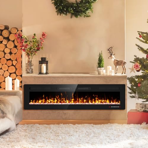 72 Inch Wall Mount Electric Fireplace with Remote Control
