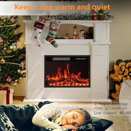 White Electric Fireplace with Mantel & TV Stand, Remote Control
